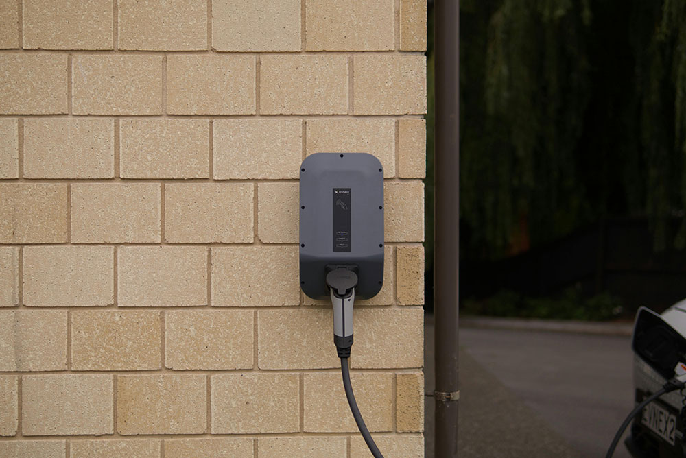 EV charger on a wall
