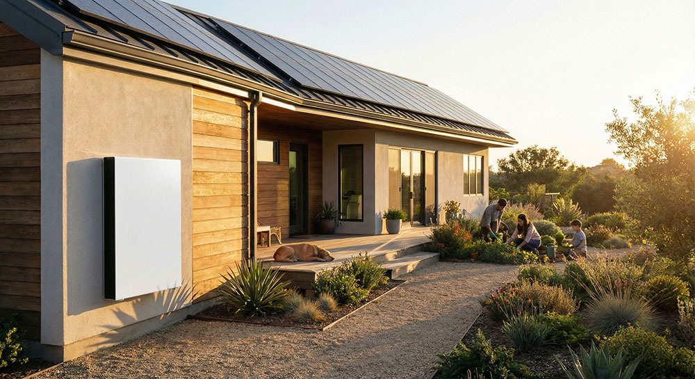 Modern house with solar panels