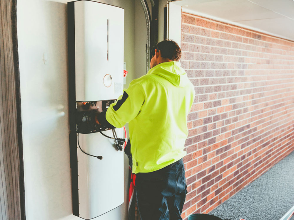 solar inverter being installed